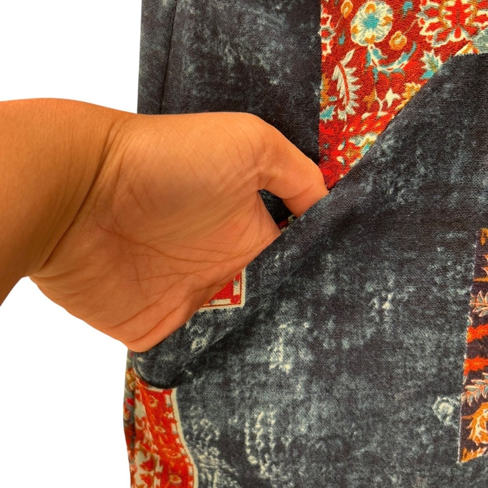 Boho Patchwork Overalls Teal Large - image 3